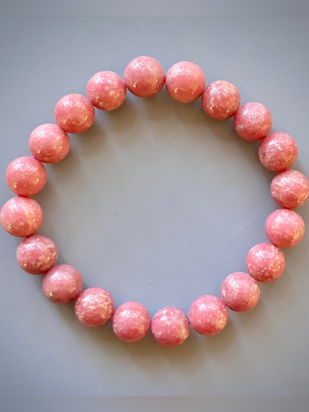 Natural Pink Rhodonite Handcrafted Bead Bracelet